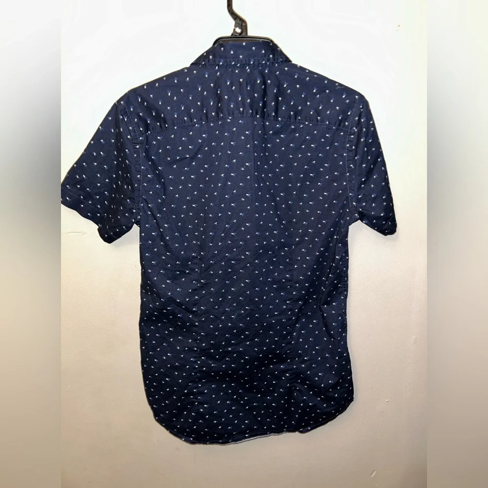 Hawker Rye shirt - navy print short sleeve button front w/chest pocket - Picture 6 of 9